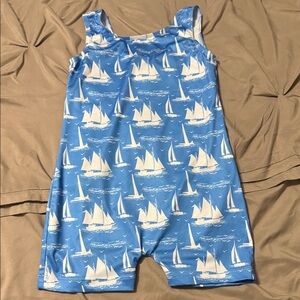 Blue Sailboat Print Kids One Piece